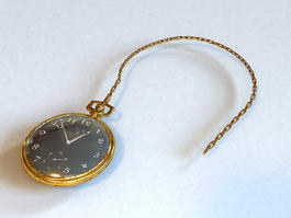 Gold Antique Pocket Watch 3d model preview