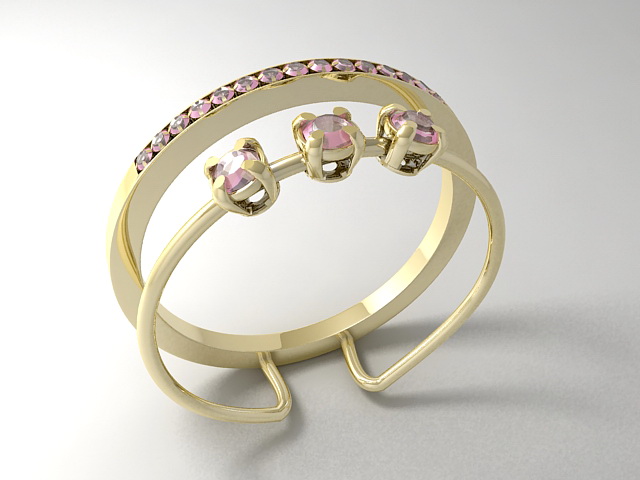 Pink Gemstone Ring 3d rendering