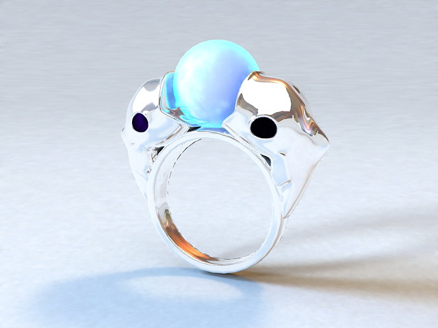 Dolphin Gemstone Ring 3d rendering