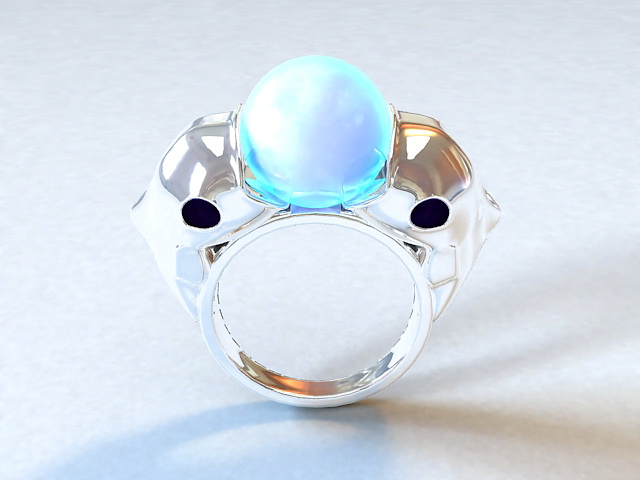 Dolphin Gemstone Ring 3d rendering