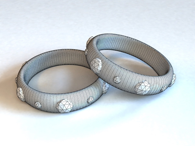 Gemstone Bangle Bracelet 3d rendering