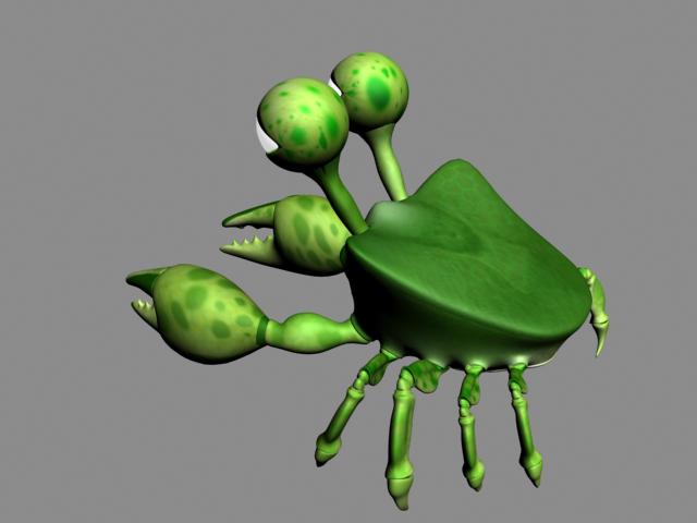Green Cartoon Crab 3d rendering