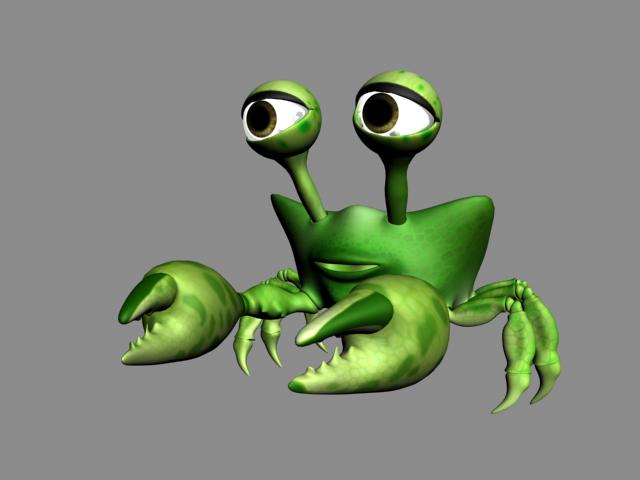 Green Cartoon Crab 3d rendering