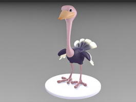 Ostrich Cartoon Character 3d model preview
