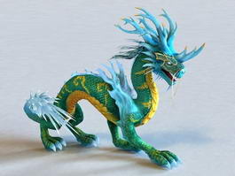Blue Chinese Dragon 3d model preview
