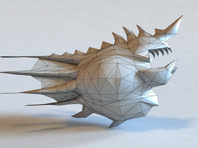 Anime Monster Fish 3d rendering