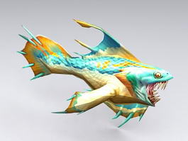 Anime Piranha Fish 3d model preview