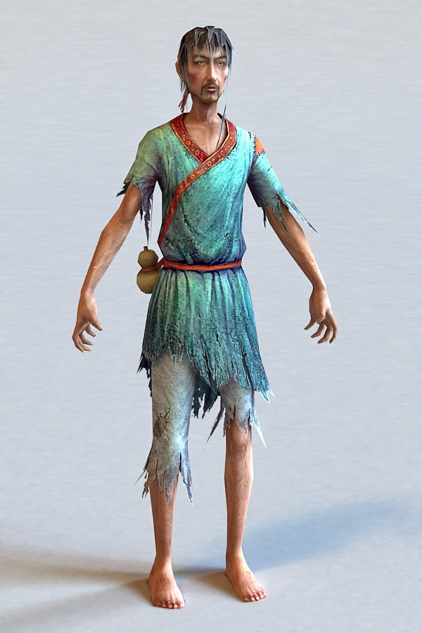 Ancient Beggar Man 3d rendering