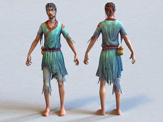 Ancient Beggar Man 3d rendering