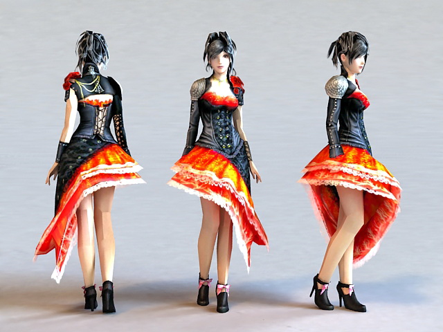 Emo Dress Girl 3d rendering