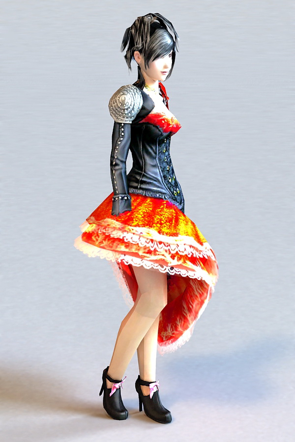 Emo Dress Girl 3d rendering