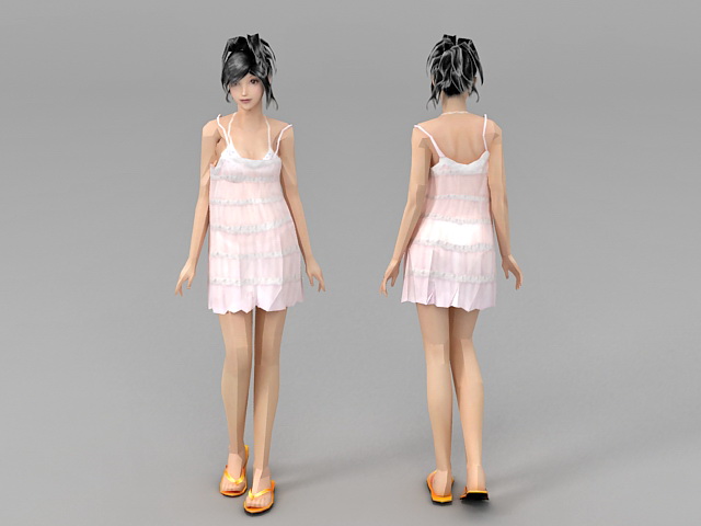 Dress Slip Girl 3d rendering