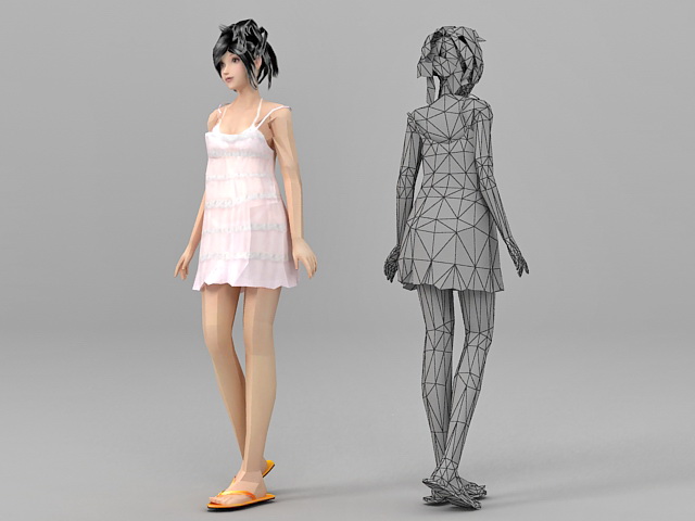Dress Slip Girl 3d rendering