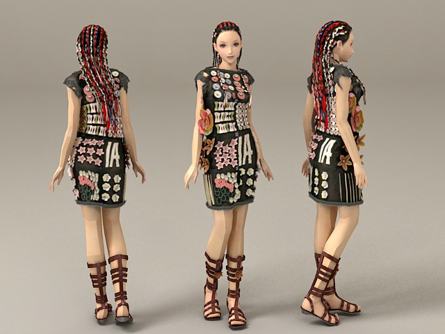 Cool Scene Girl 3d model 3ds Max files free download