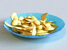 Potato Chips on Plate 3d preview