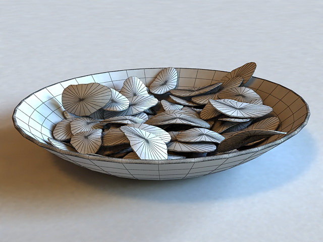 Potato Chips on Plate 3d rendering