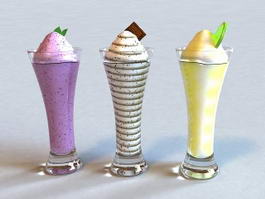 Ice Cream in Glass Cups 3d model preview