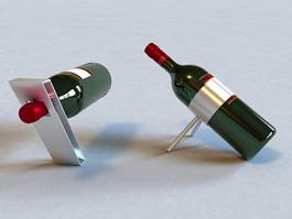 Wine Bottle with Rack 3d model preview