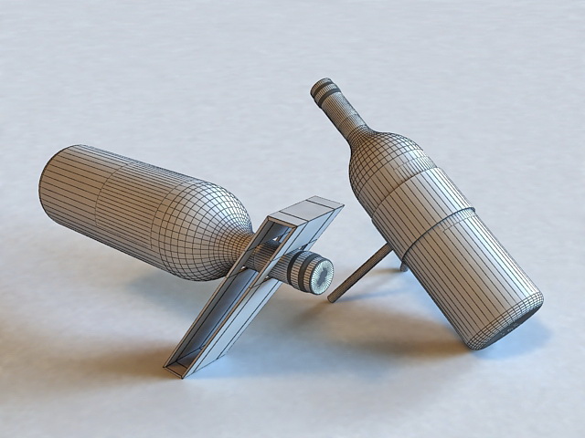 Wine Bottle with Rack 3d rendering