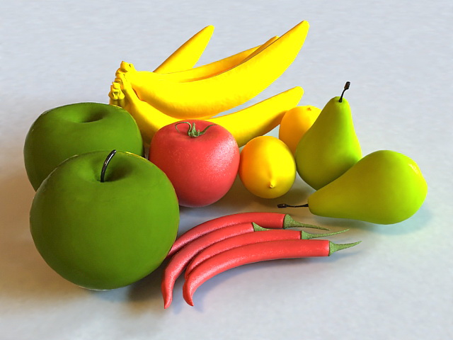 Fruits & Vegetables 3d rendering