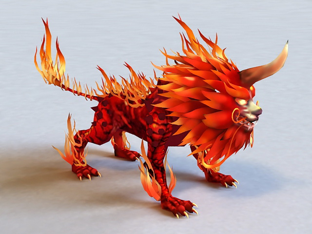 Fire Lion 3d model 3ds Max files free download modeling