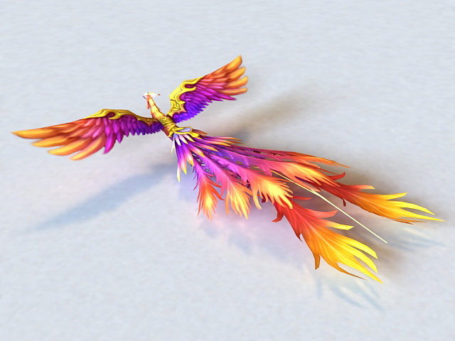 Colorful Phoenix Bird 3d rendering