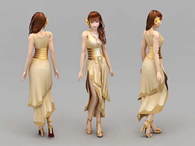 Girl Formal Dresses 3d rendering