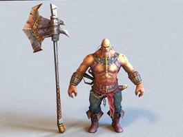 Fighting Warrior with Axe 3d model preview