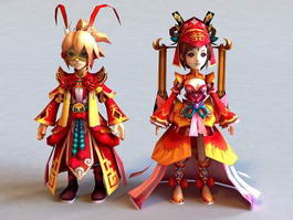 Ancient Chinese Anime Couple 3d preview