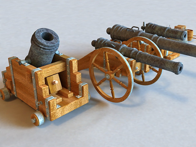 Antique Military Cannons 3d rendering