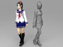 Japanese High School Girl 3d model preview