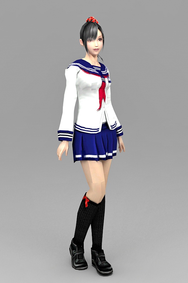 Japanese High School Girl 3d rendering