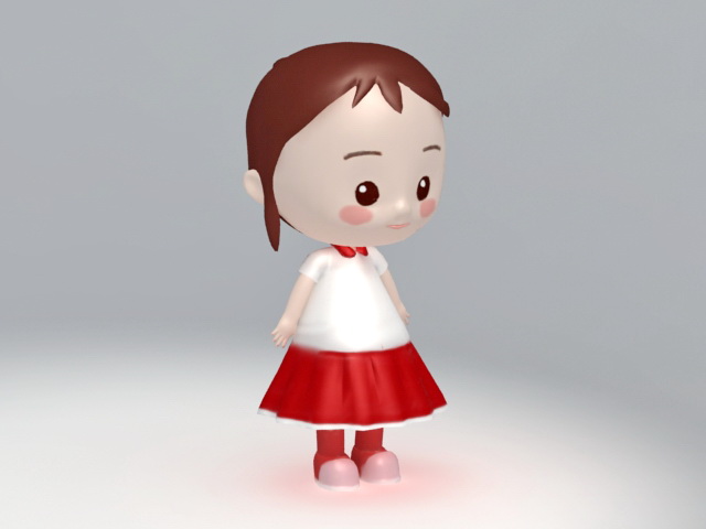 cute cartoon girl 3d characters