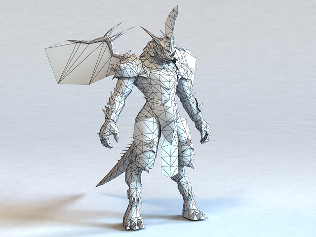 Red Dragonkin Warrior 3d rendering