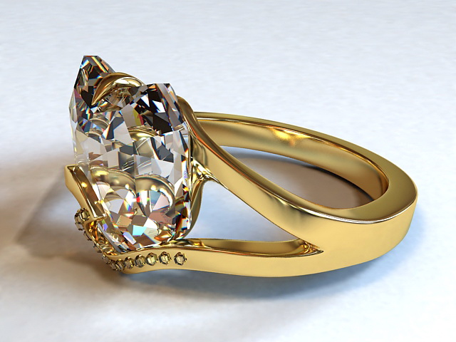 Diamond & Gold Ring 3d rendering