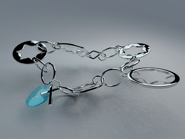 Bracelet with Gem 3d rendering