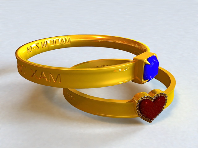 Antique Couple Rings 3d rendering