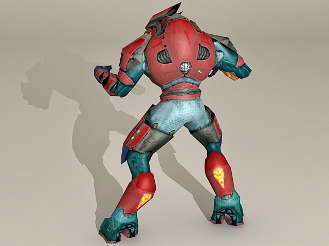 Robot Fight Stance 3d rendering