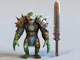 Troll Warrior and Swords 3d model preview