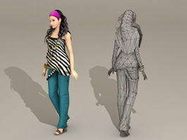 Asian Fashion Girl 3d model preview