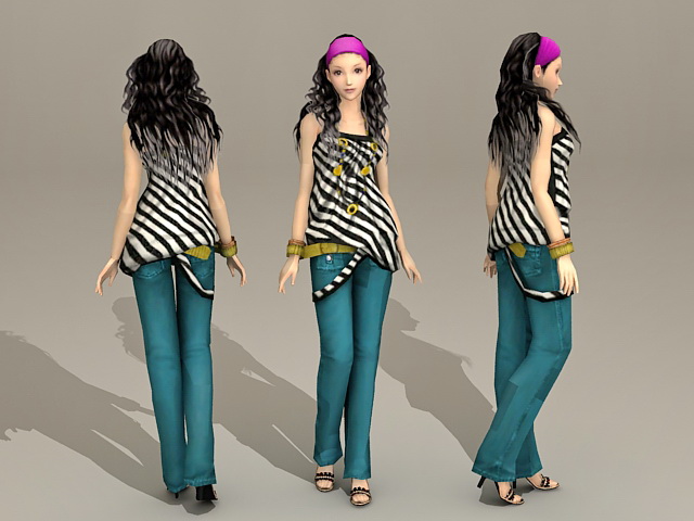 Asian Fashion Girl 3d rendering