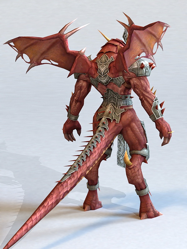 Dragonkin Male Warrior 3d rendering