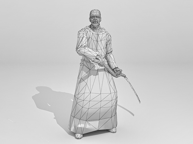 Zombie Friar Monk 3d rendering
