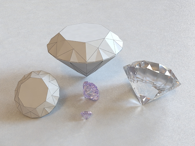 Purple Diamonds 3d rendering