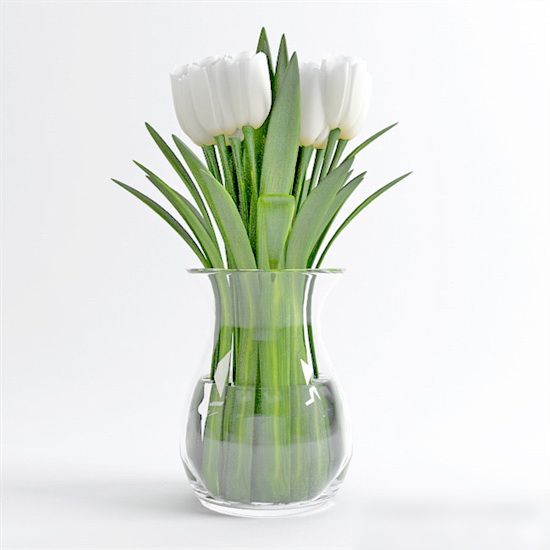 White Flower Arrangement Vase 3d rendering