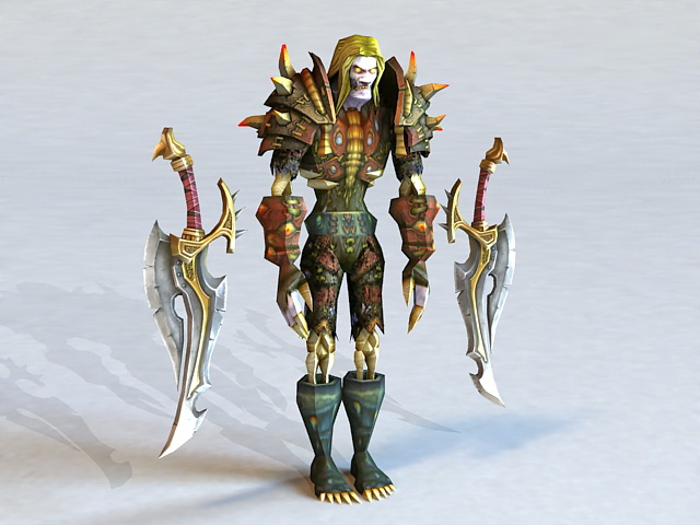 Undead Rogue with Daggers 3d rendering