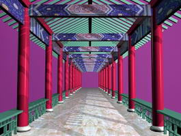 Chinese Garden Corridor 3d model preview