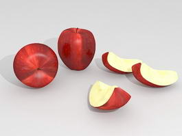 Red Apples with Slices 3d model preview
