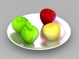 Apples on White Plate 3d model preview