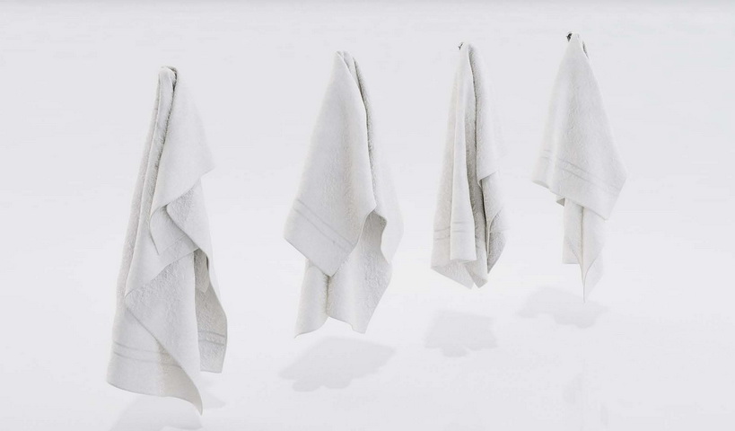 White Hand Towels 3d rendering